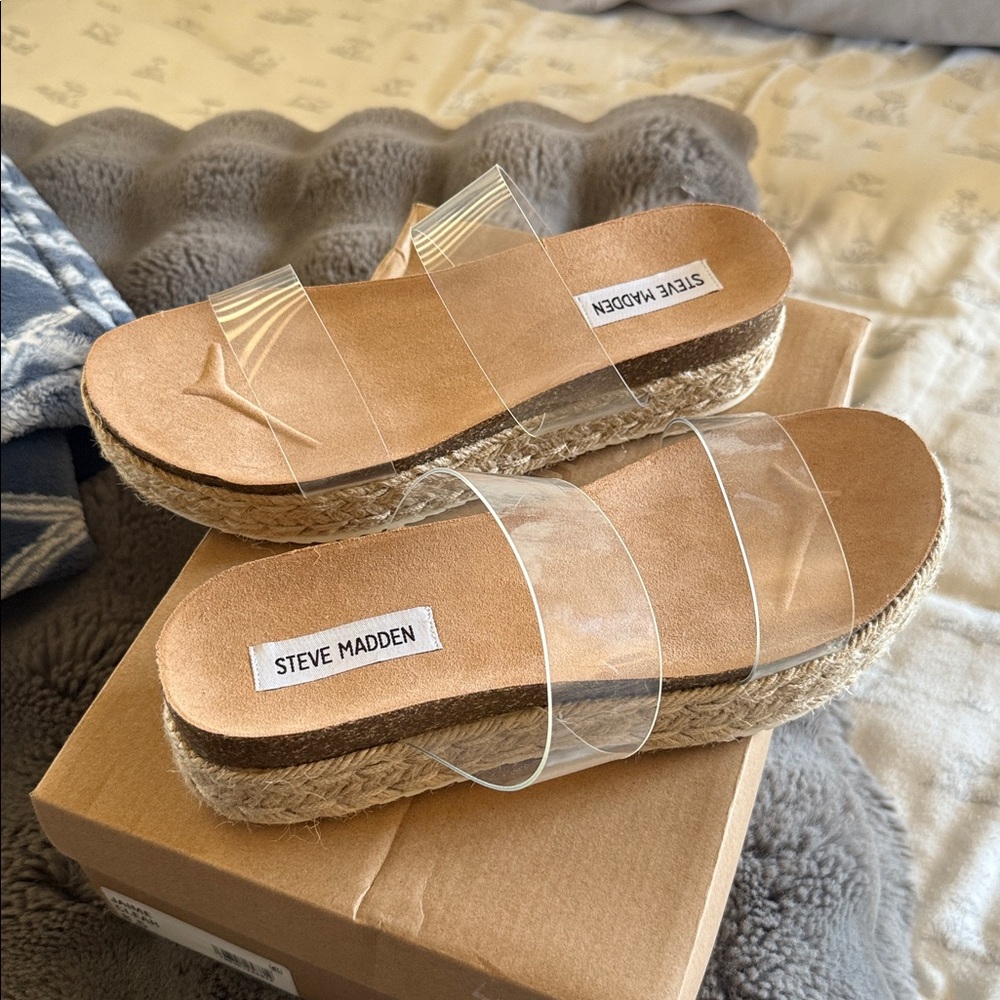 Steve Madden Clear Strap Espadrille Sandals
